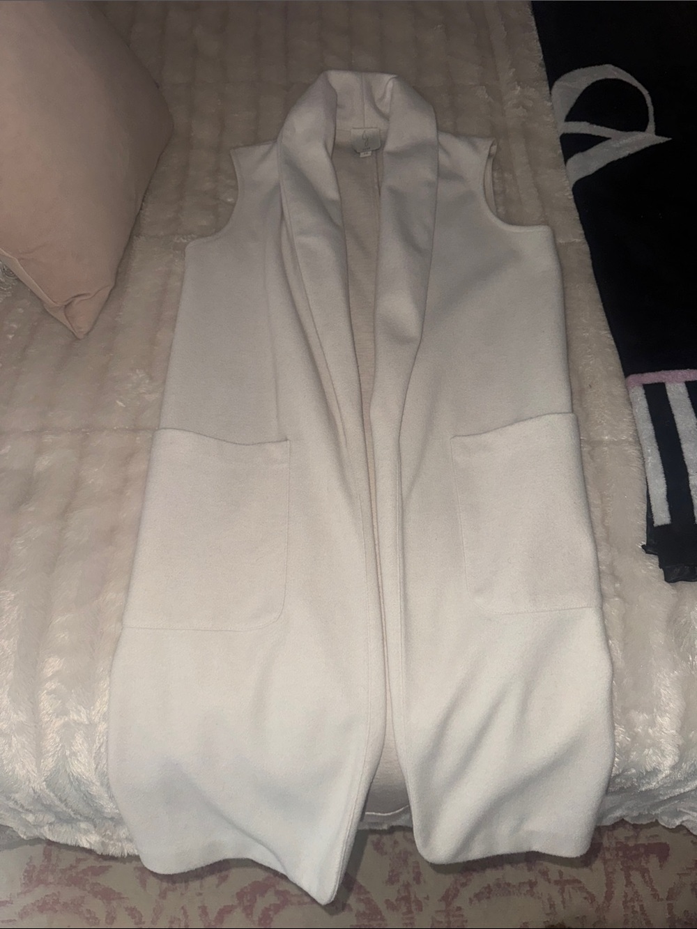 Joie Ivory Sleeveless Open-Front Vest with Patch Pockets